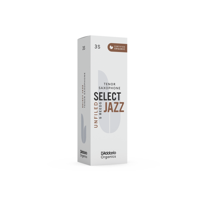 DAddario ORRS05TSX3S Organic Select Jazz Unfiled Tenor Saksafon Kamışı No: 3 Soft (Profesyonel/Caz) - 5li Paket | Kimyasalsız Organik Tarım Sertifikalı ve Hızlı Tepki