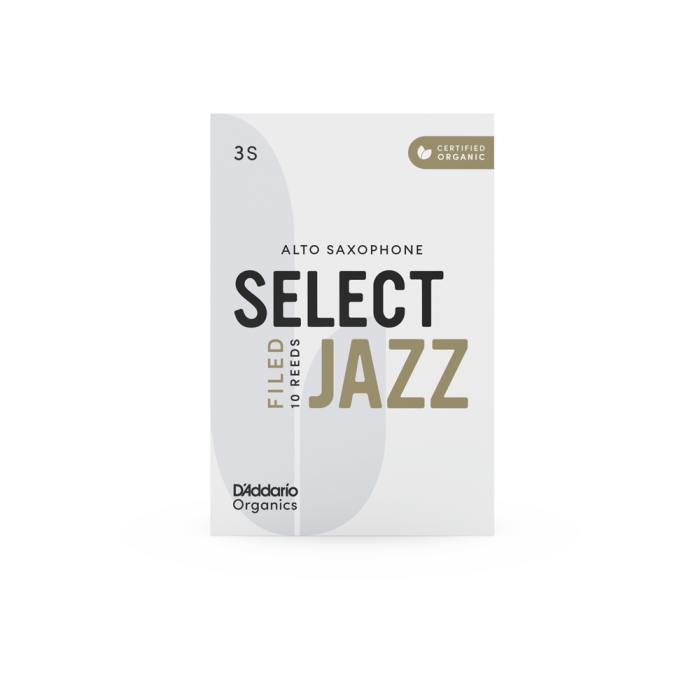 DAddario ORSF10ASX3S Organic Select Jazz Filed Alto Saksafon Kamışı No: 3 Soft (Profesyonel/Caz) - 10lu Paket | Kimyasalsız Organik Tarım Sertifikalı, Parlak ve Net Ton