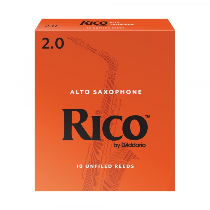 DAddario RJA1020 Rico Orange Box Alto Saksafon Kamışı No: 2.0 (Başlangıç/Eğitim) - 10lu Paket | Klasik Turuncu Kutu, Caz ve Eğitim İçin İdeal Standart