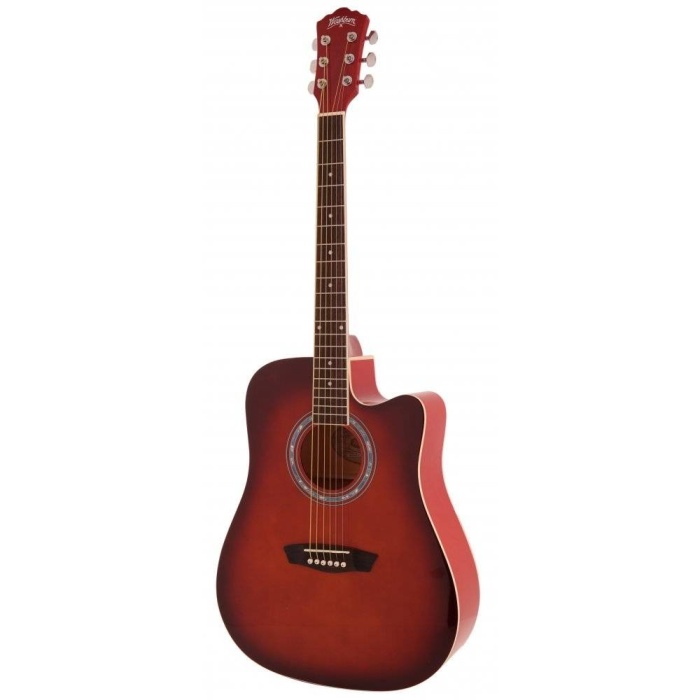 Washburn WA90CRDB Akustik Gitar - Kırmızı (Başlangıç/Orta - Dreadnought) | Parlak Kırmızı Bitiş, Yüksek Ses Projeksiyonlu Gövde, Krom Aksanlar, Ergonomik Sap | Ölçüler: 41 İnç Tam Boy