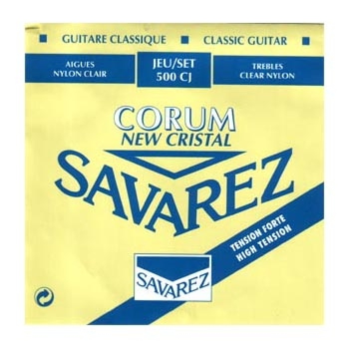 Savarez 500CJ Klasik Gitar Tel Seti - Corum Crystal Blue (Üst Segment - High Tension) | New Crystal Naylon Tizler, Corum Gelişmiş Esnek Baslar, Parlak ve Güçlü Ton Projeksiyonu | Uyum: Yüksek Tansiyon (Sert) Klasik Gitarlar
