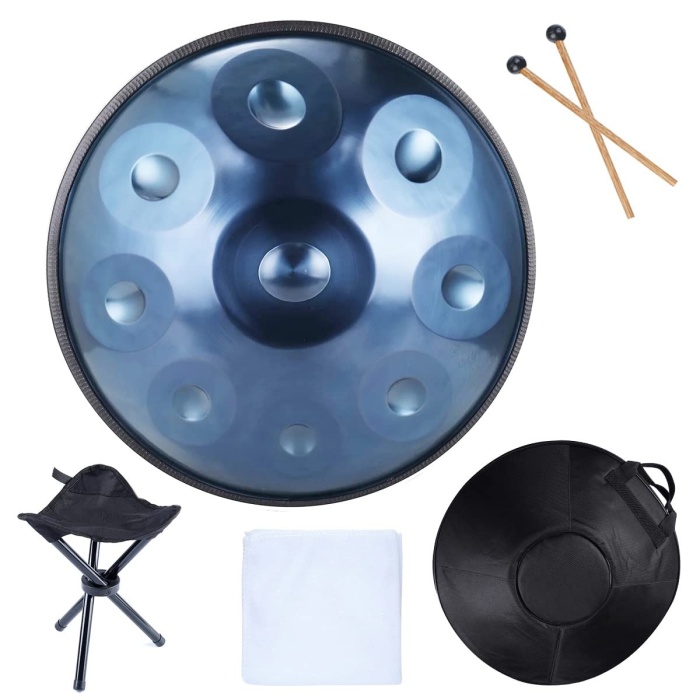 Focus HP-9T-SL Handpan - 9 Tonlu Gümüş (Profesyonel - Çelik Perküsyon) | 9 Farklı Notadan Oluşan Skala, Gümüş Renk Özel Finish, Uzun Rezonans Süresi ve Meditasyonel Ses | Uyum: Perküsyon Sanatçıları ve Ses Terapisi
