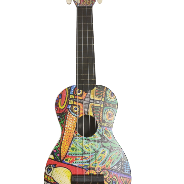 Hawaiian XU21BIRD Soprano Ukulele - Kuş Desenli (Tasarım Seri - 21 İnç) | Kuş Figürlü Kapak Tasarımı, Dengeli Orta Frekanslar, Rahat ve Yumuşak Klavye | Ölçü: 21 İnç / 53 cm (Standart Soprano Boy)