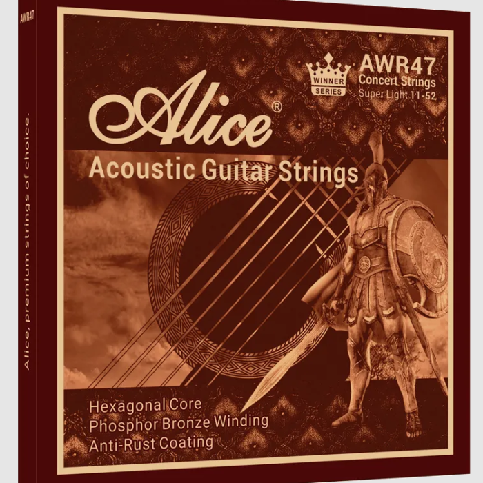 Alice AWR47-SL Akustik Gitar Teli (11-52 Phosphor Bronze) | Fosfor Bronz Sarım ile Zengin Harmonikler ve Uzun Süreli Parlak Tını