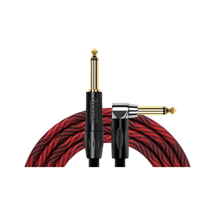 Kırlın IWB-202BFGL-3M-WBR L Uçlu Enstrüman Kablosu (3 Metre) | Beyaz-Kırmızı Dokuma Kılıf Esnek ve Dolaşmayı Önleyen Profesyonel Seri