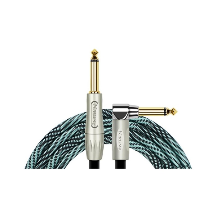 Kırlın IWB-202PFGL-3M-WBT L Uçlu Enstrüman Kablosu (3 Metre) | Beyaz-Turkuaz Özel Tasarım Sahne Performansları İçin Güçlendirilmiş Jak Yapısı