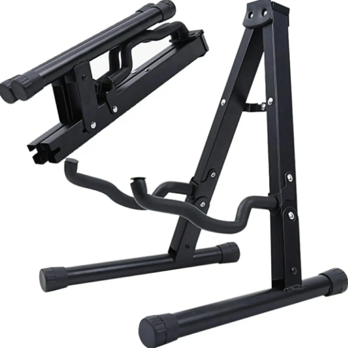 HBK J-40E Taşınabilir Siyah Gitar Sehpası | Ukulele ve Akustik Gitarlar İçin İdeal Katlanabilir Hafif Kasa ve Kaymaz Koruyucu Kollar