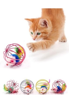 KAFESLI FARELI KEDI KÖPEK OYUN TOPU