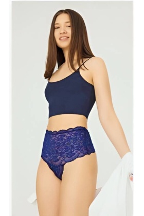 Venlisa Çapraz Bantlı Dantelli Yüksek Bel Tanga V6102