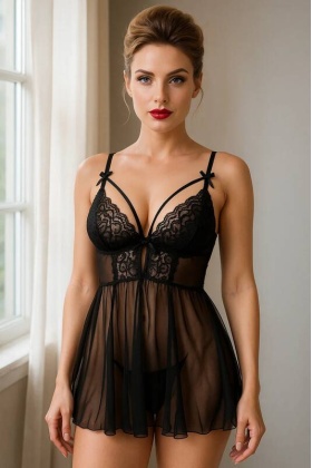 Venlisa Transparan Dantel Babydol V2211