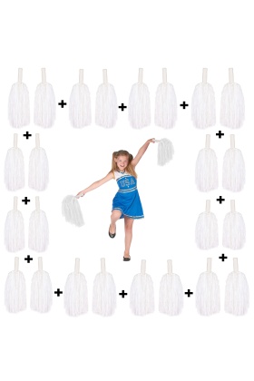 12 Çift Beyaz Gösteri Ponponu (24 Adet)