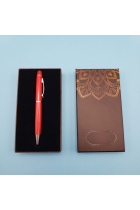 Mandala Desenli Kutulu Kırmızı Touchpen Tükenmez Kalem