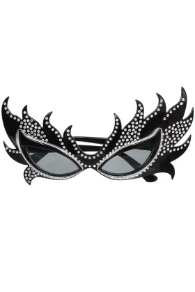 Taşlı Siyah Alev Parti Gözlüğü