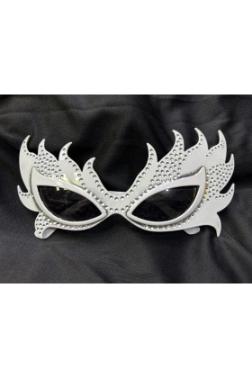 Taşlı Beyaz Alev Parti Gözlüğü