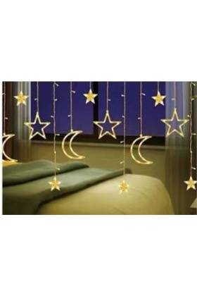 Ay Yıldız Perde Led Gün Işığı 12 Saçaklı
