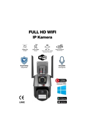3 MP + 3 MP Çift Lens Wi-Fi TF Kart Girişli Güvenlik Kamerası