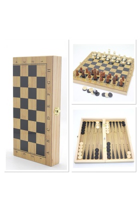 Ahşap Satranç ve Tavla Seti
