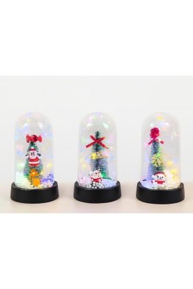 Yılbaşı Temalı Işıklı Dekoratif Cam Fanus - Model 2