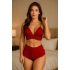 Venlisa Yüksek Bel Şortlu Bralet Takım V1700