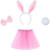 Pembe Tavşan Çocuk Kostüm Seti- Taç, Etek, Papyon, Kuyruk