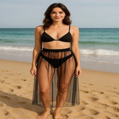 Venlisa Kadın Tül Pareo Etek Plaj Elbisesi V9700