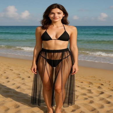 Venlisa Kadın Tül Pareo Etek Plaj Elbisesi V9700