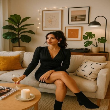 Venlisa V Yaka Uzun Kollu Mini Elbise V9402