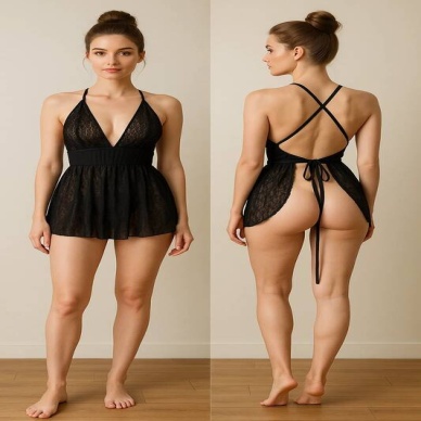 Venlisa Siyah Dantel Gecelik V2411