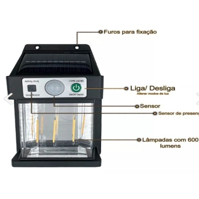 Güneş Enerjili Hareket Sensörlü Duvar Lambası