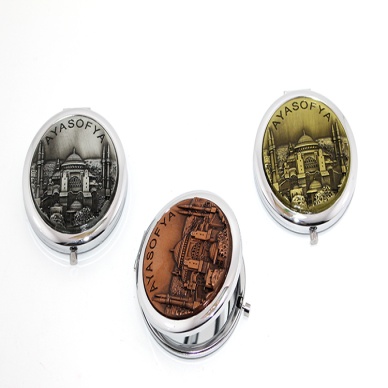 Metal Ayasofya Kabartmalı El Aynası