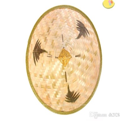 Naturel Renk Cambodia Kamboçyalı Vietnam Şapkası PVC Hasır