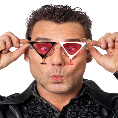 Siyah Beyaz Renk Martini Tasarımlı Parti Gözlüğü