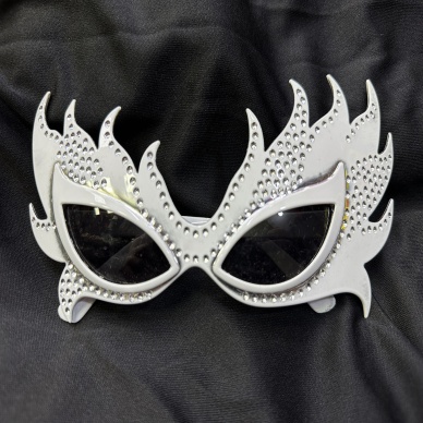 Taşlı Beyaz Alev Parti Gözlüğü