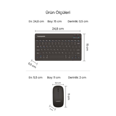 Siyah Kablosuz Klavye Ve Mouse Seti