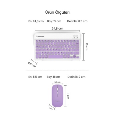 Mor Kablosuz Klavye Ve Mouse Seti