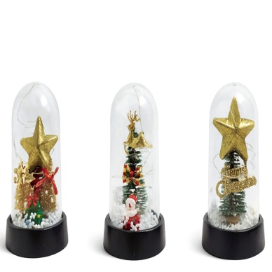 Yılbaşı Temalı Işıklı Dekoratif Cam Fanus - Model 10