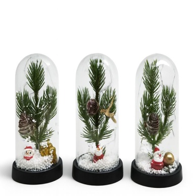 Yılbaşı Temalı Işıklı Dekoratif Cam Fanus - Model 9