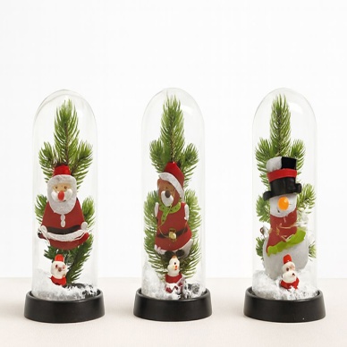 Yılbaşı Temalı Işıklı Dekoratif Cam Fanus - Model 8