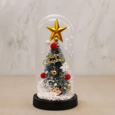 Yılbaşı Temalı Işıklı Dekoratif Cam Fanus - Model 4