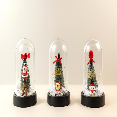 Yılbaşı Temalı Işıklı Dekoratif Cam Fanus - Model 2