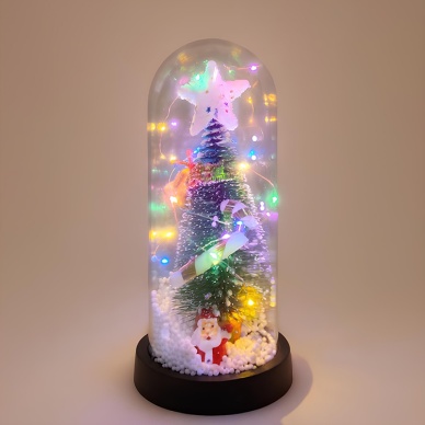 Yılbaşı Temalı Işıklı Dekoratif Cam Fanus - Model 1