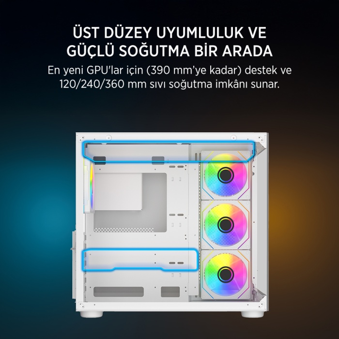 JAMES DONKEY STARK S800 4X ARGB BEYAZ GAMING KASA
