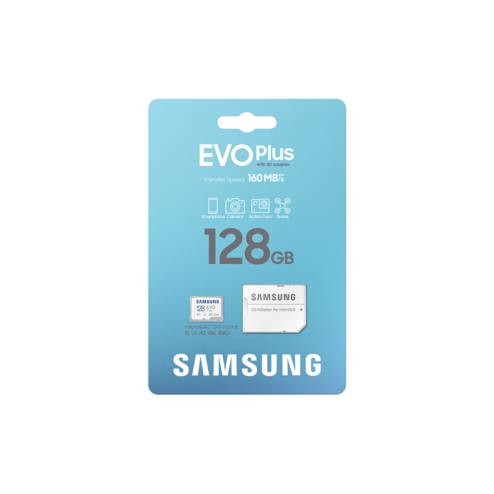 128GB SAMSUNG EVO PLUS MICROSDXC UHS-I U3 V30 A2 160MB/s MB-MC128SA/TR