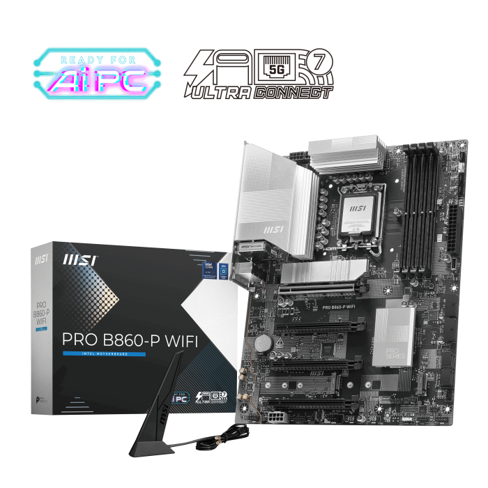 MSI PRO B860-P WIFI SOKET 1851 DDR5 8600MHZ(OC) 3xM.2 1x TB4 HDMI DISPLAY 5G LAN WIFI 7 ATX