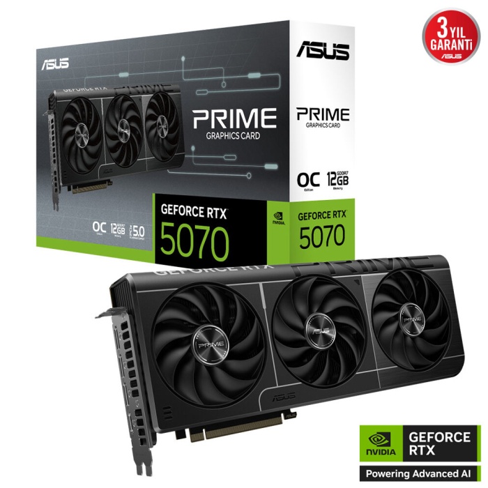 ASUS PRIME GEFORCE RTX 5070 PRIME-RTX5070-O12G 12GB GDDR7 OC EDITION 192 BIT GAMING EKRAN KARTI