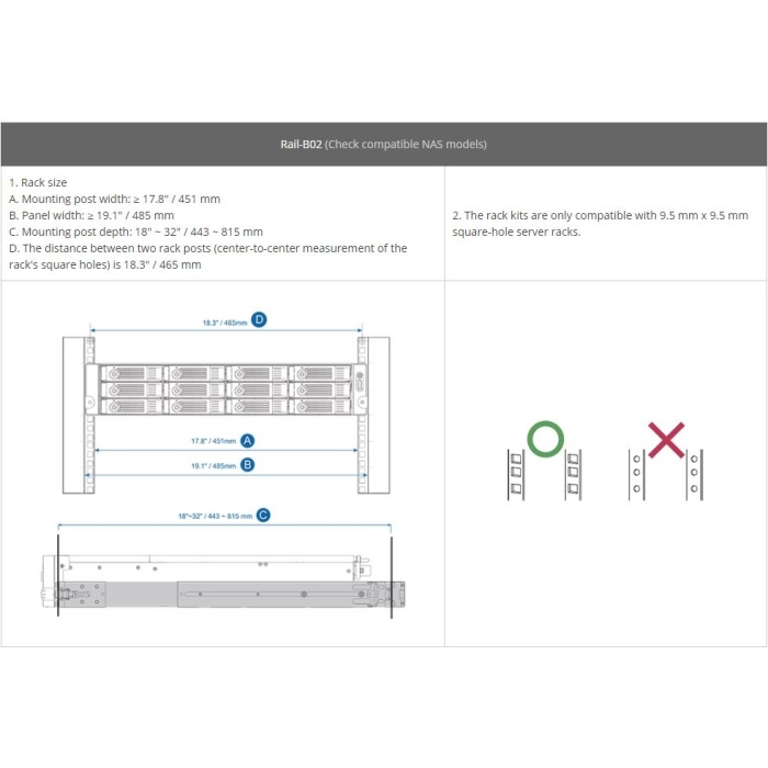 QNAP RAIL-B02 RACK TİPİ MODEL İÇİN RAY TAKIMI (RESMİ DİSTRİBÜTÖR GARANTİLİ)