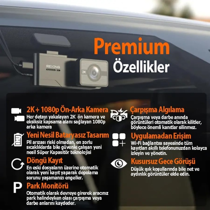 REXING C2 2K WIFI 32GB SD KART