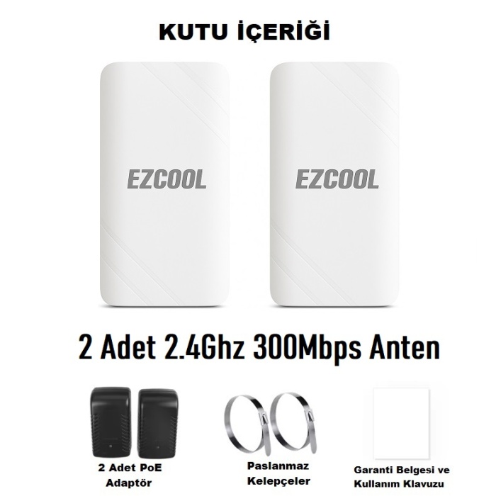 EZCOOL EZ-W240AN DIŞ ORTAM (2.4GHz 300Mbps 1KM) ACCESS POİNT