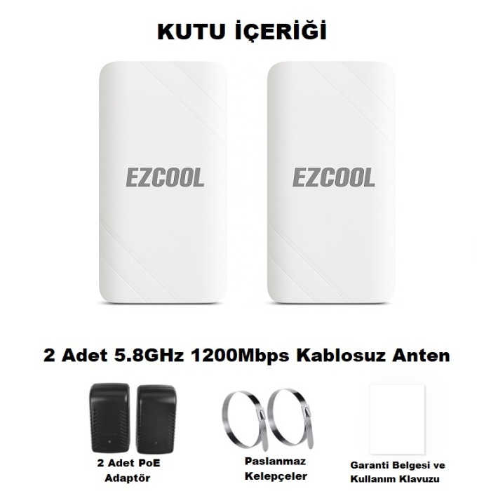EZCOOL EZ-W580AN DIŞ ORTAM (5.8GHz 1200Mbps 1KM) ACCESS POİNT
