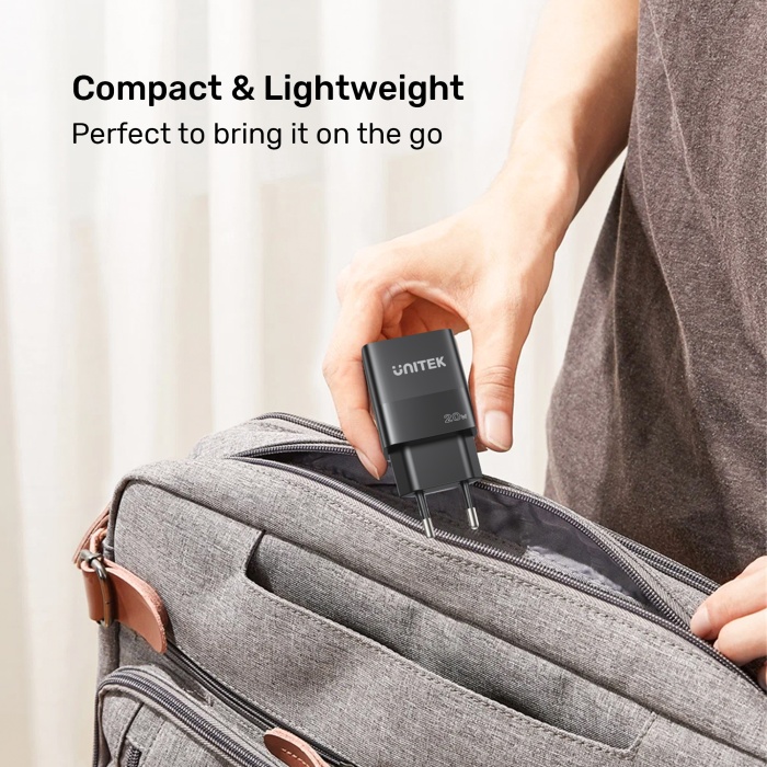 Unitek 20W Hızlı Şarj Adaptörü 1*USB-C (P1124ABK-EU)